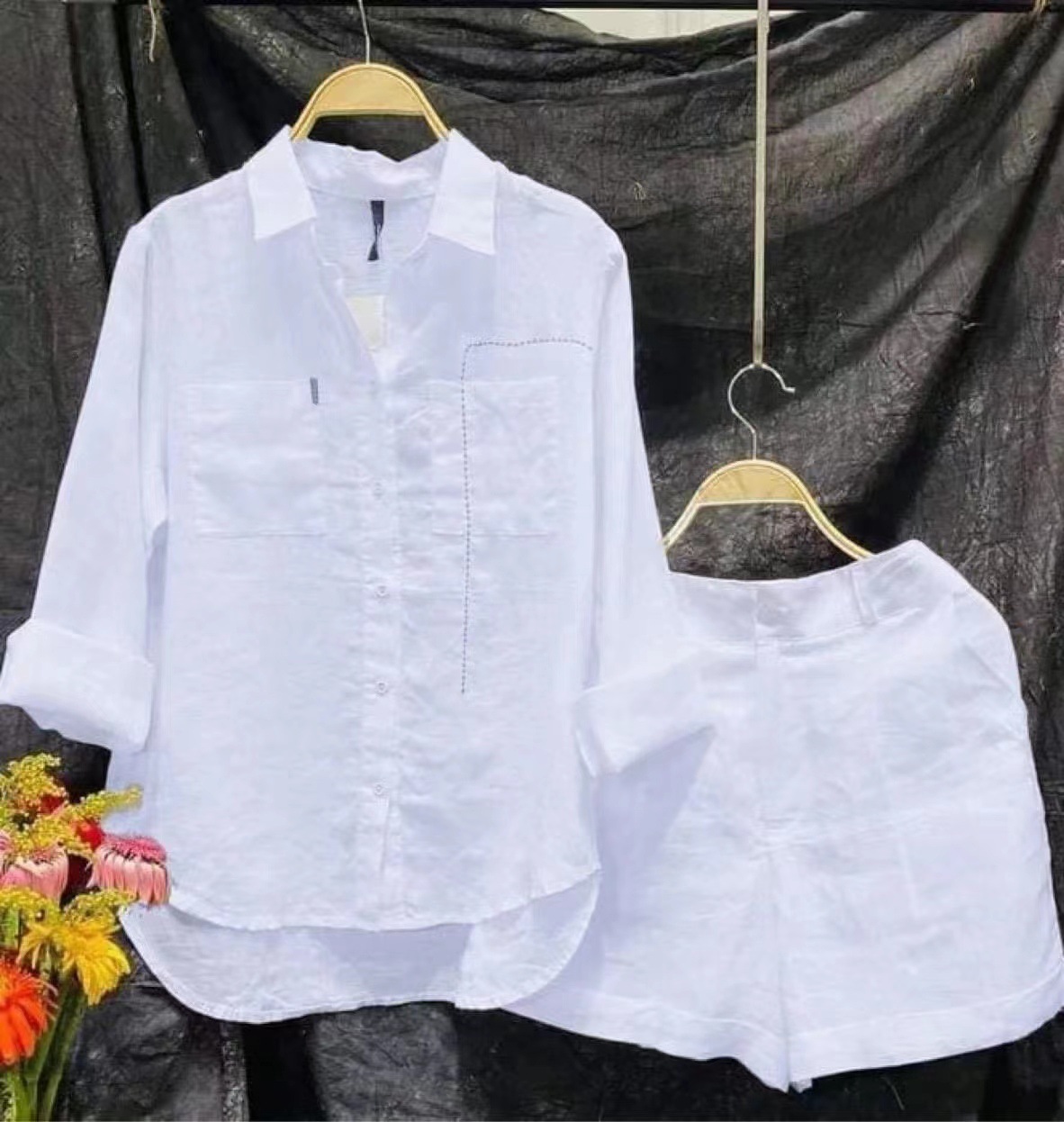 Linen Shirt Breathable - Fashion White Long Sleeve Shirt And