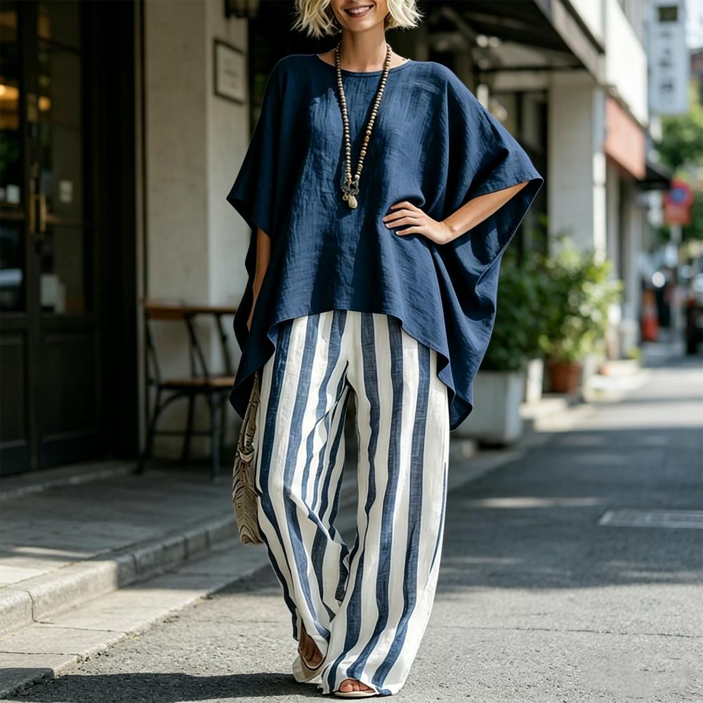 Linen Shirt Breathable - Cotton Linen Women T-shirt Pants Two