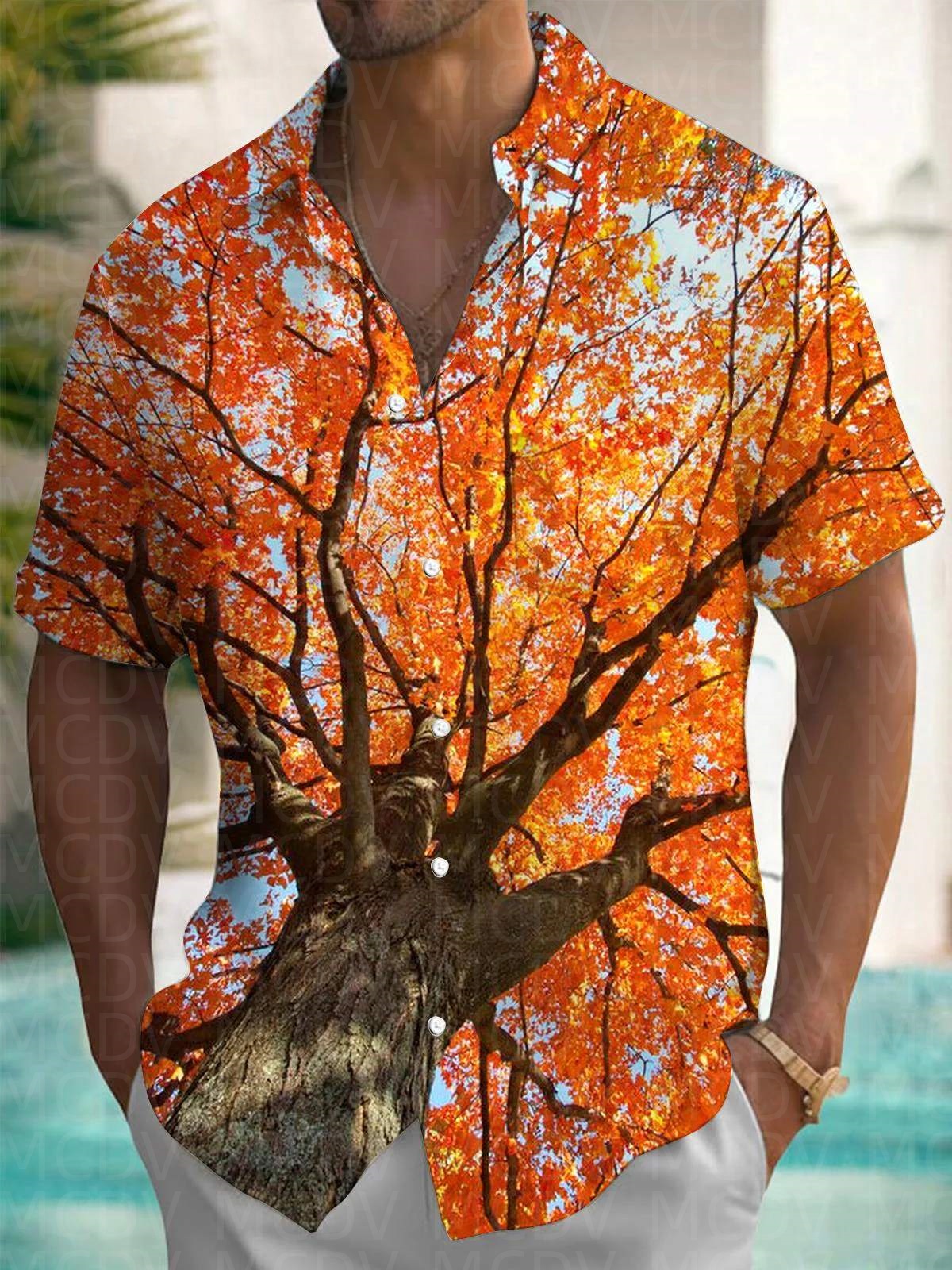 Shirt Camp Collar - Maple Forest Pattern Men's Hawaiian Shirt
