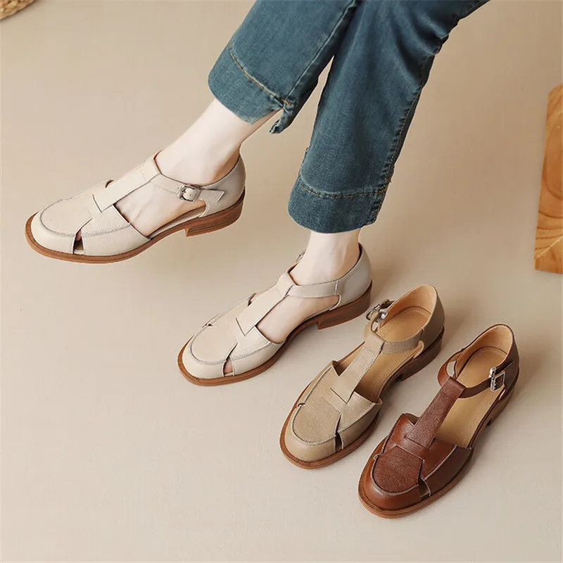 Casual Sandal Leather - 2023 Summer Sandals Cowhide Round Toe