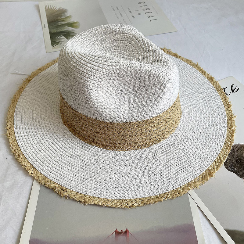 Fringed Brim Panama Hat Wide B - Bucket Hat Straw ulasan dan harga