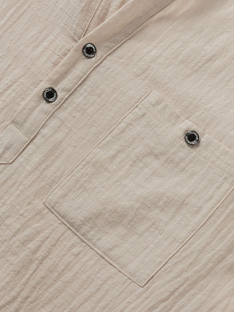 Men's Cotton Linen Henley Shir - Linen Shirt Breathable ulasan dan harga