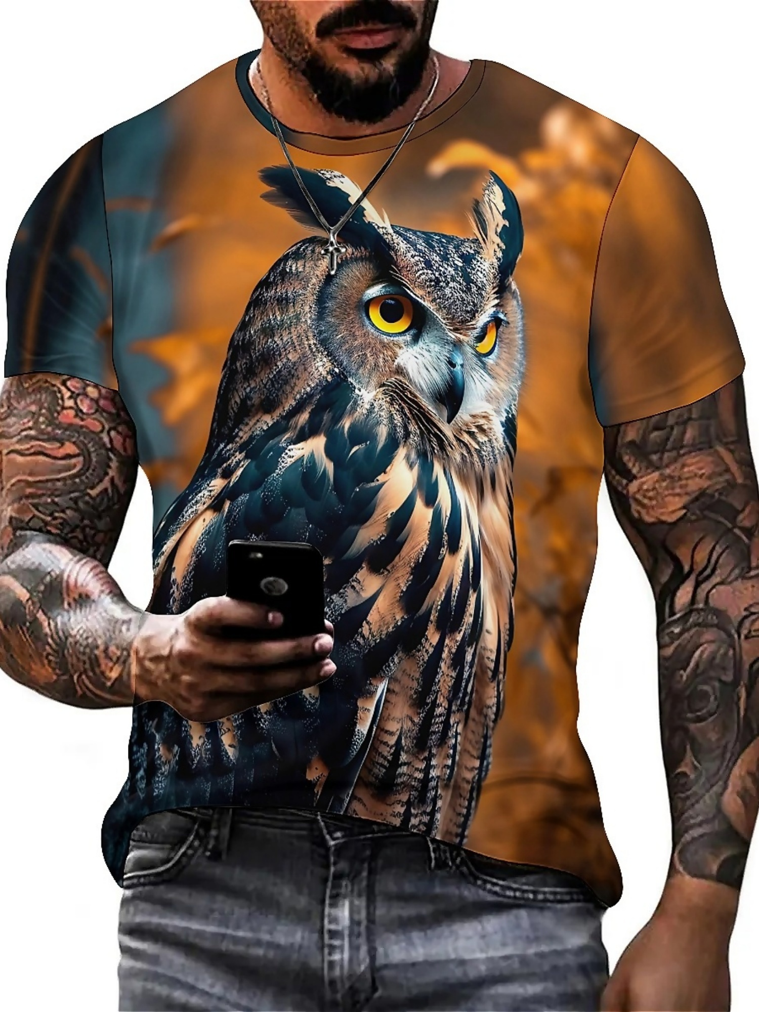 Men's & Women's 3D Print Owl G - Tee Graphic Print ulasan dan harga