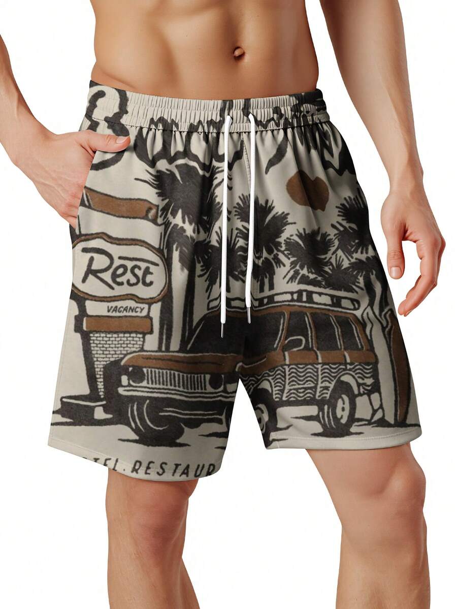 Mens Beach Trip Print Board Sh - Swim Trunk Quick Dry ulasan dan harga