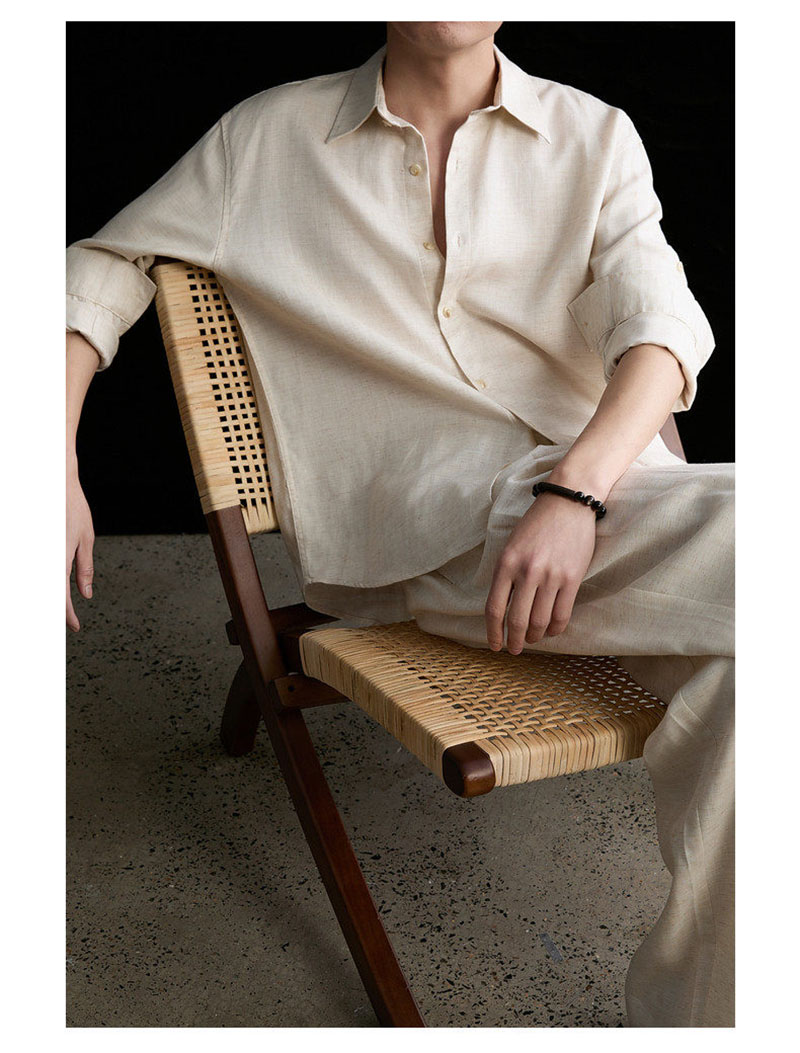 High-end Natural Linen Men's S - Linen Shirt Breathable ulasan dan harga