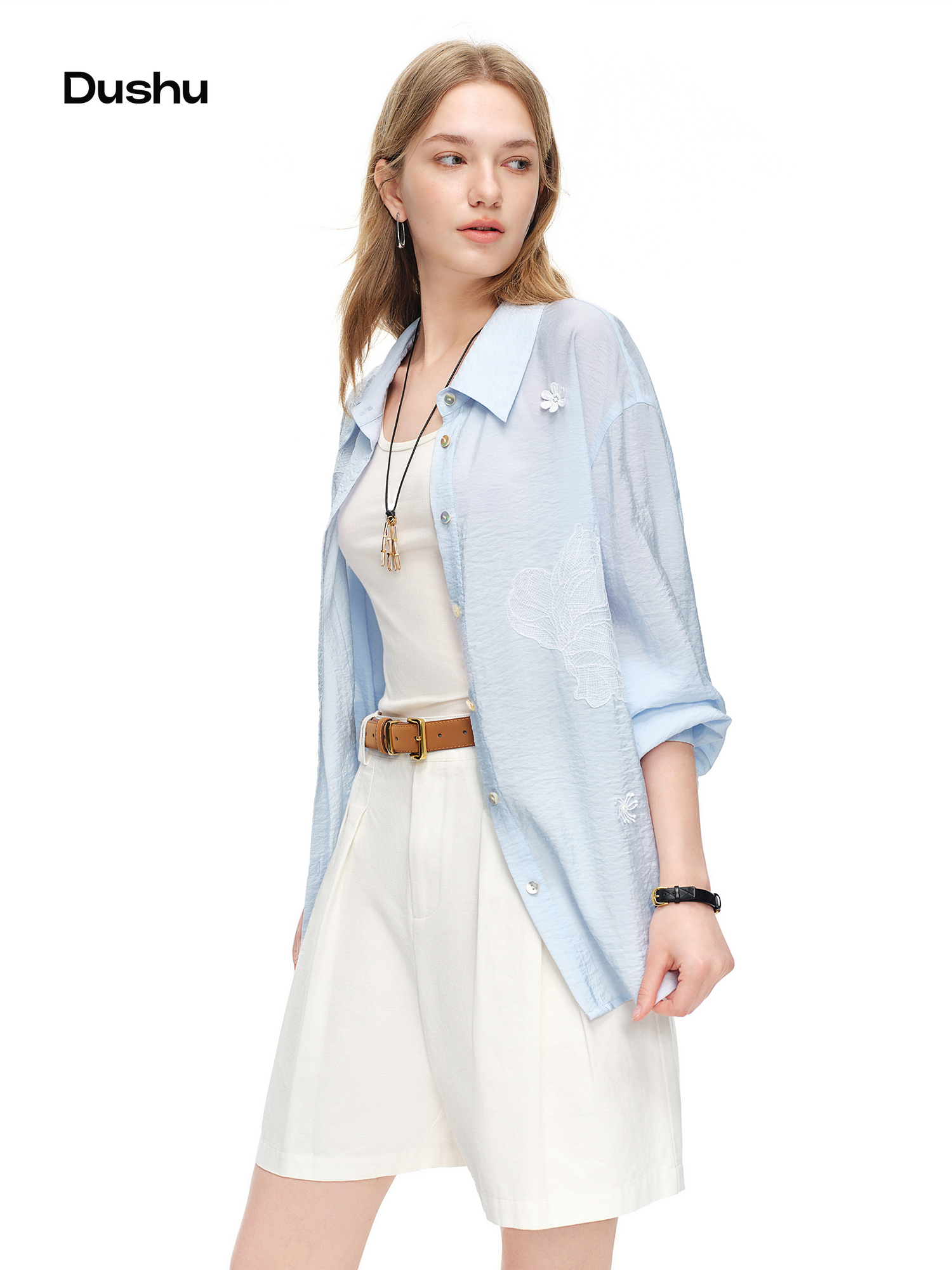 DUSHU 2026 Summer Women's Ligh - Resort Shirt Floral ulasan dan harga