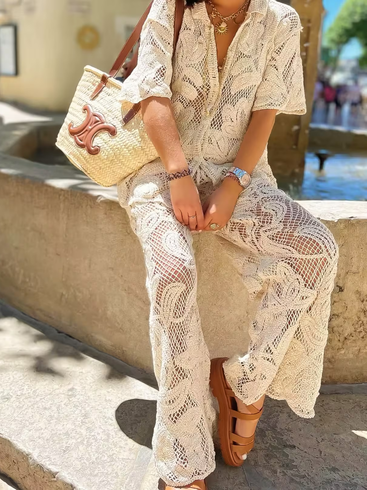 Women's Stylish 2 Piece Set Cr - Resort Shirt Floral ulasan dan harga