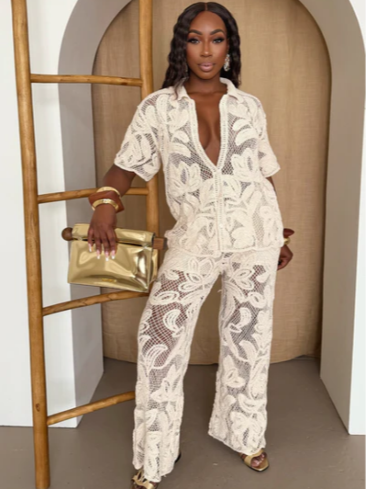 Women's Stylish 2 Piece Set Cr - Resort Shirt Floral ulasan dan harga