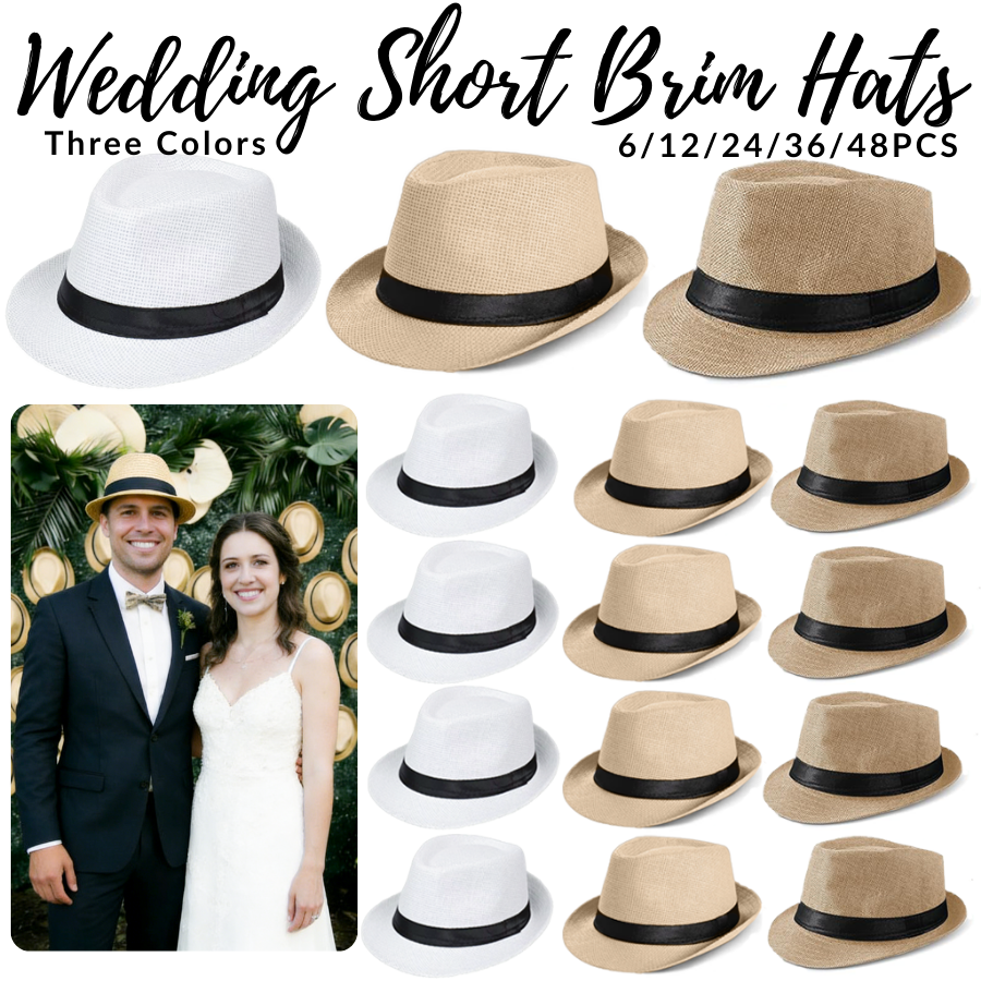 6-48PACK Wedding Straw Fedora  - Bucket Hat Straw ulasan dan harga