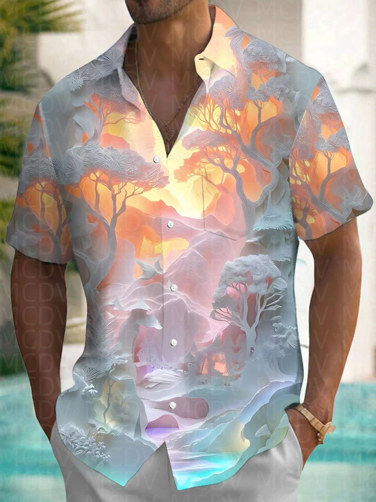 Trump Pattern Men's Hawaiian S - Shirt Camp Collar ulasan dan harga