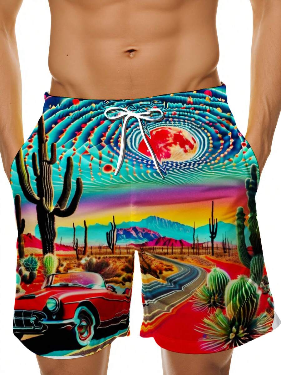 Mens Desert Scene Swim Trunks  - Swim Trunk Quick Dry ulasan dan harga