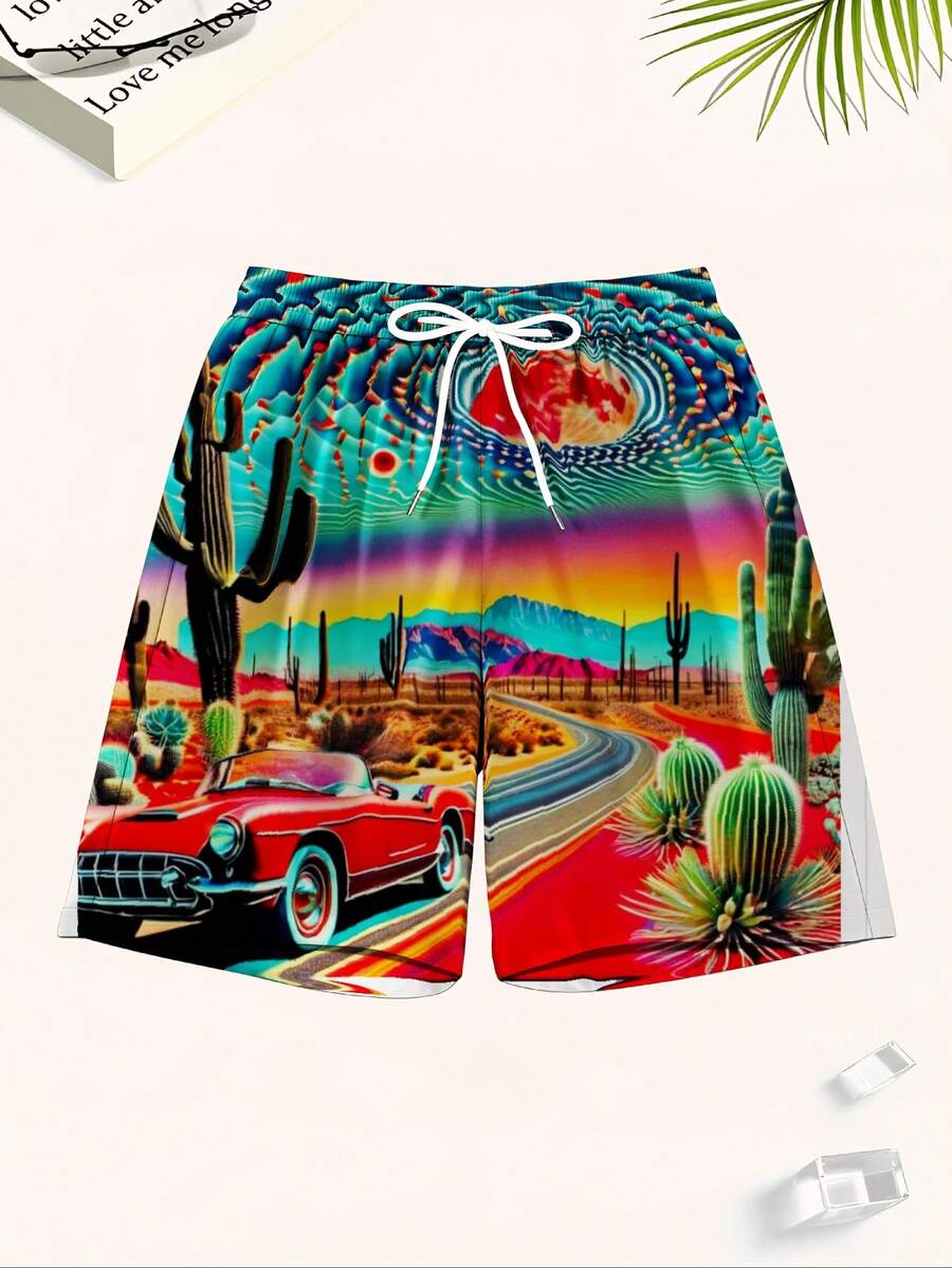 Mens Desert Scene Swim Trunks  - Swim Trunk Quick Dry ulasan dan harga