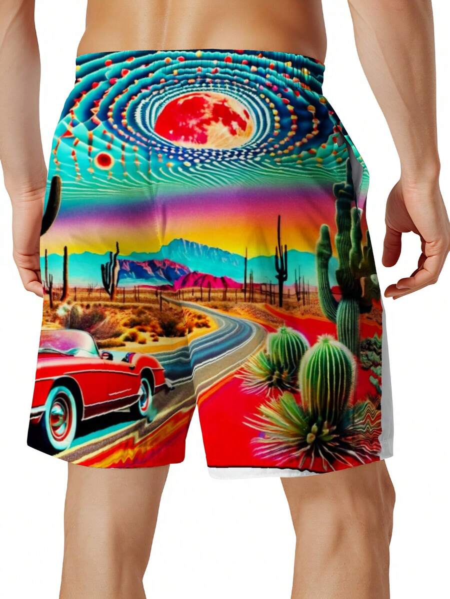 Mens Desert Scene Swim Trunks  - Swim Trunk Quick Dry ulasan dan harga