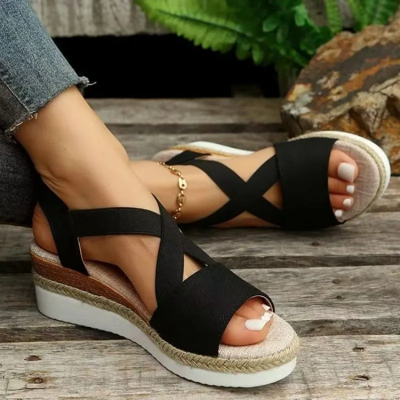 Women's Platform Wedge Sandals - Espadrille Slip On ulasan dan harga