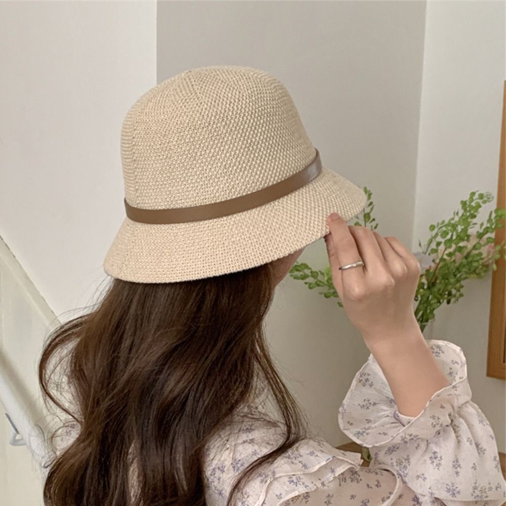 Korean PU Leather Belt Women S - Bucket Hat Straw ulasan dan harga