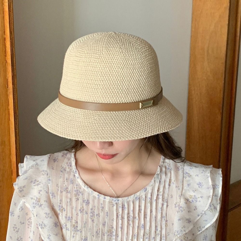 Korean PU Leather Belt Women S - Bucket Hat Straw ulasan dan harga