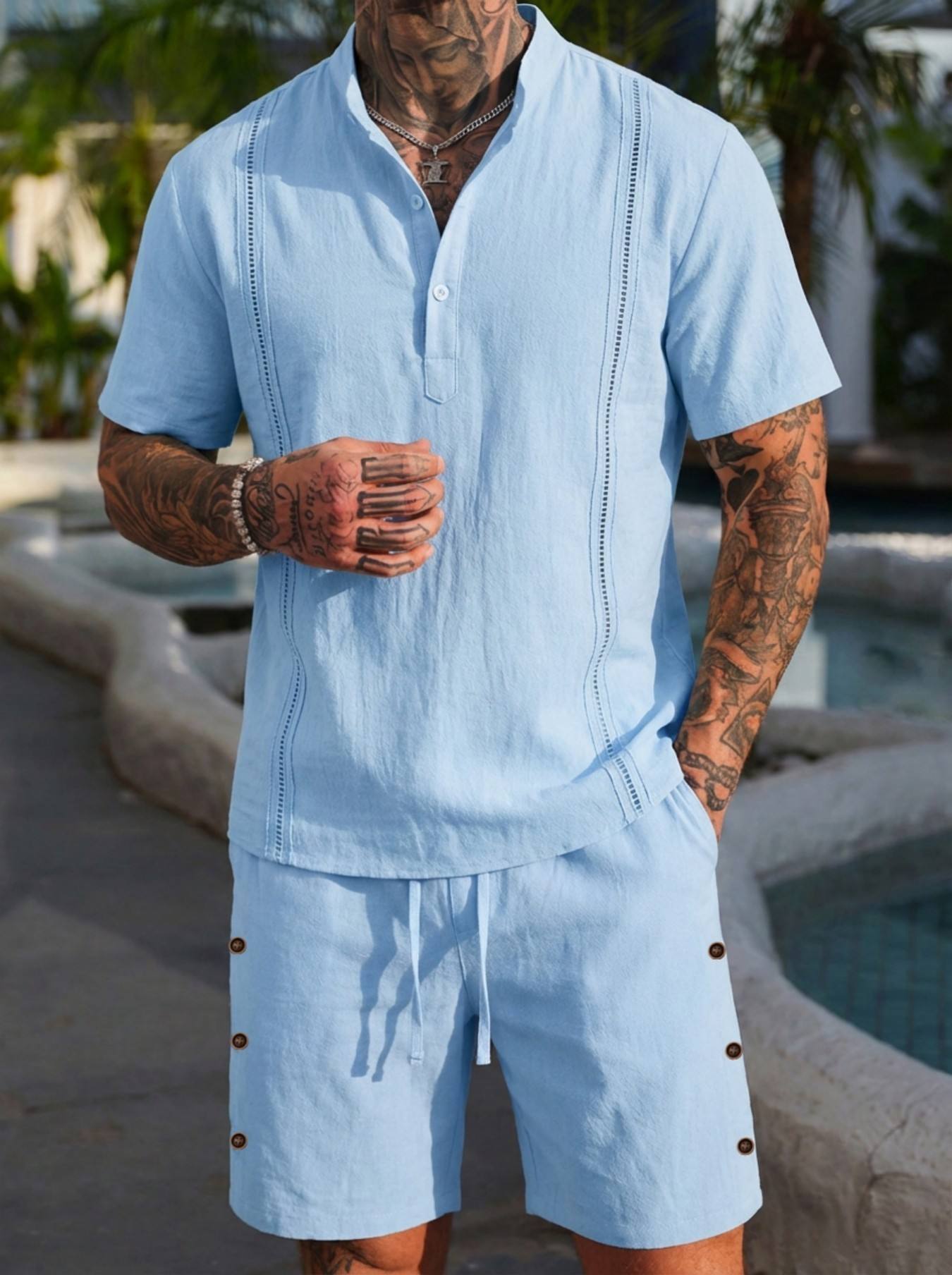 2026 men's summer beach casual - Short Linen Drawstring ulasan dan harga