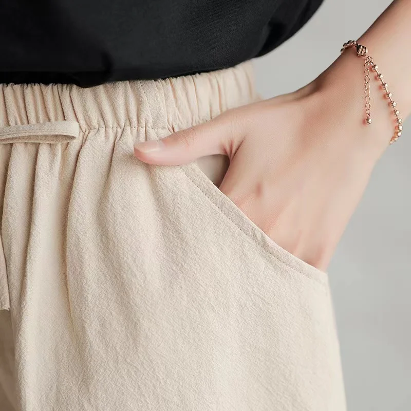2024 New Summer Cotton Linen B - Short Linen Drawstring ulasan dan harga