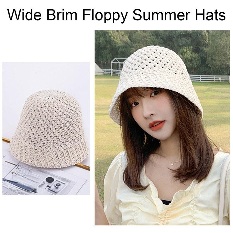 New Girls Sun Hat Wide Brim Fl - Bucket Hat Straw ulasan dan harga
