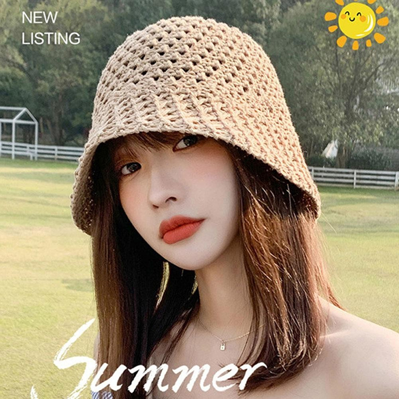 New Girls Sun Hat Wide Brim Fl - Bucket Hat Straw ulasan dan harga