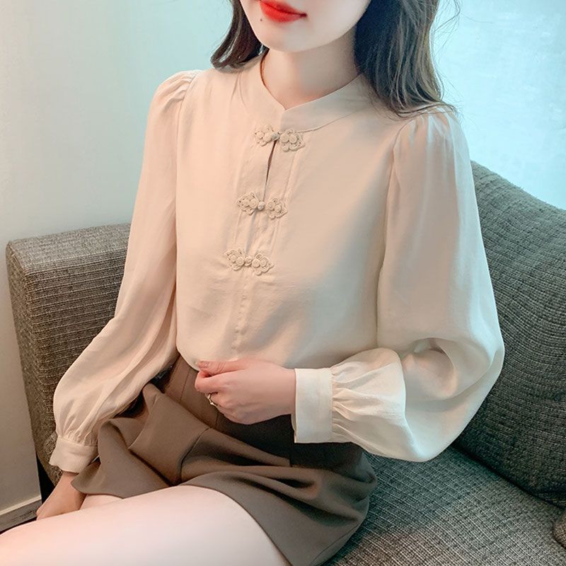 New Chinese Style Stand Up Col - Shirt Camp Collar ulasan dan harga