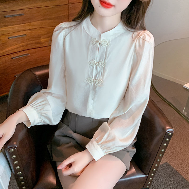New Chinese Style Stand Up Col - Shirt Camp Collar ulasan dan harga