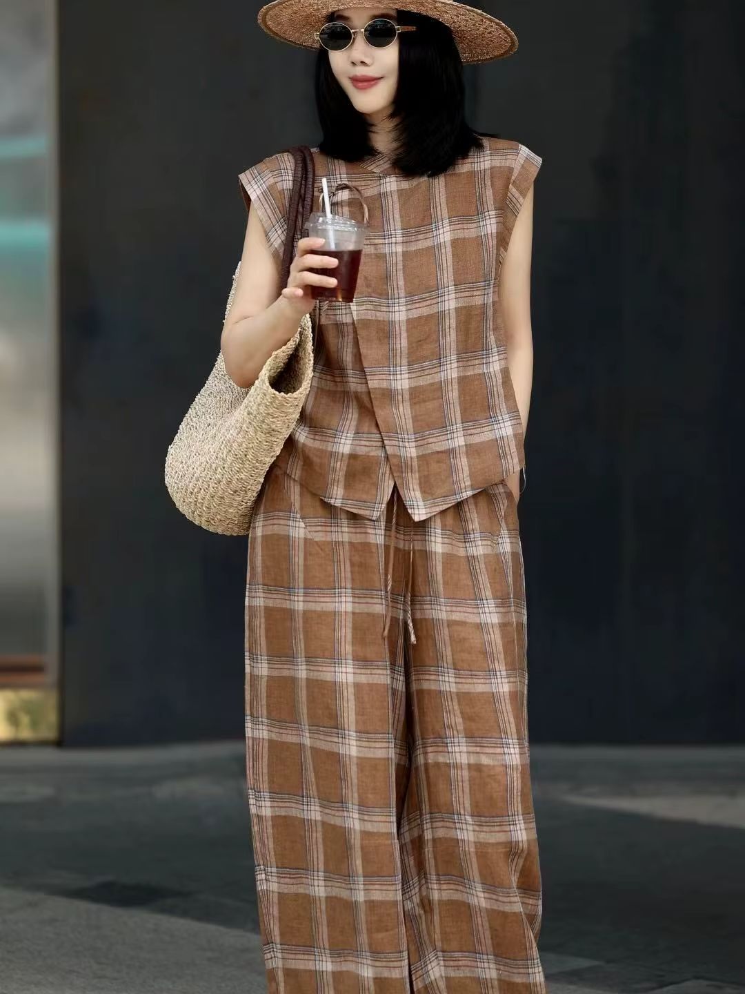 Fashionable stylish high-end l - Short Linen Drawstring ulasan dan harga