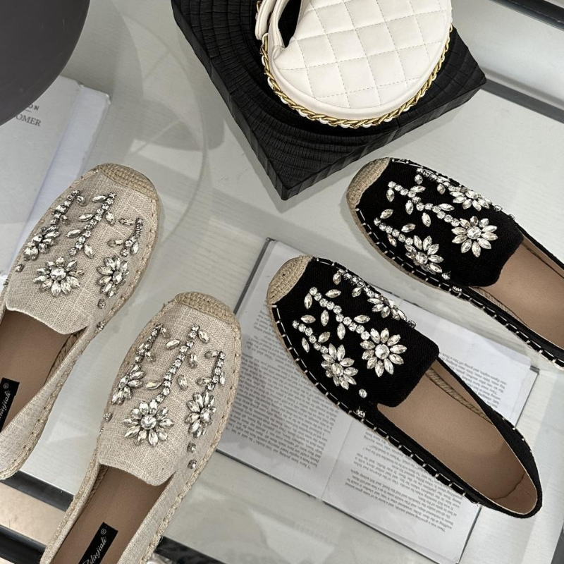 2026 Rhinestone Flower Decorat - Espadrille Slip On ulasan dan harga