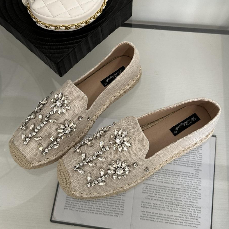 2026 Rhinestone Flower Decorat - Espadrille Slip On ulasan dan harga