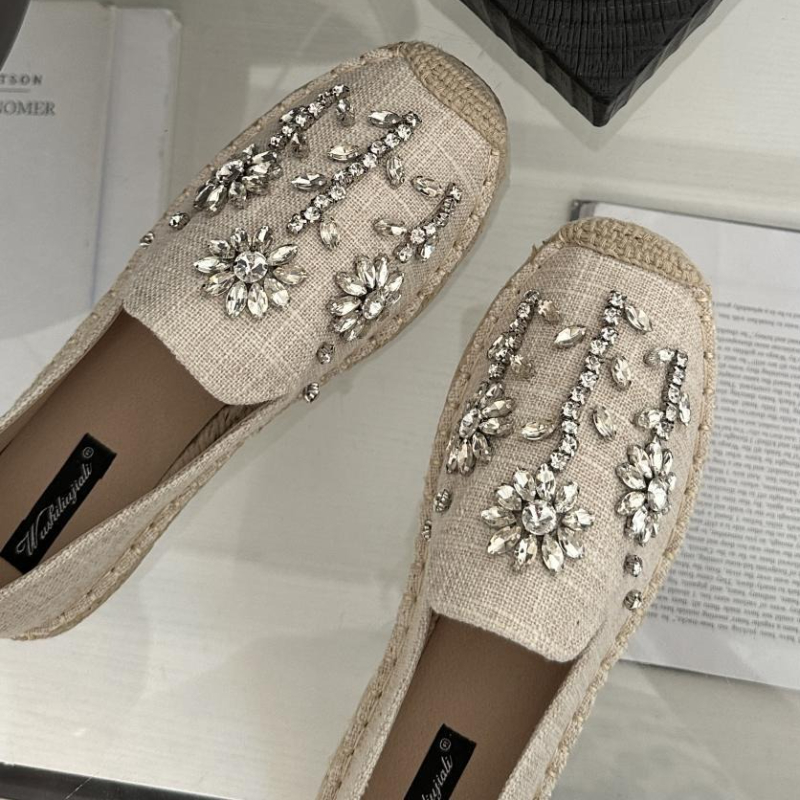 2026 Rhinestone Flower Decorat - Espadrille Slip On ulasan dan harga