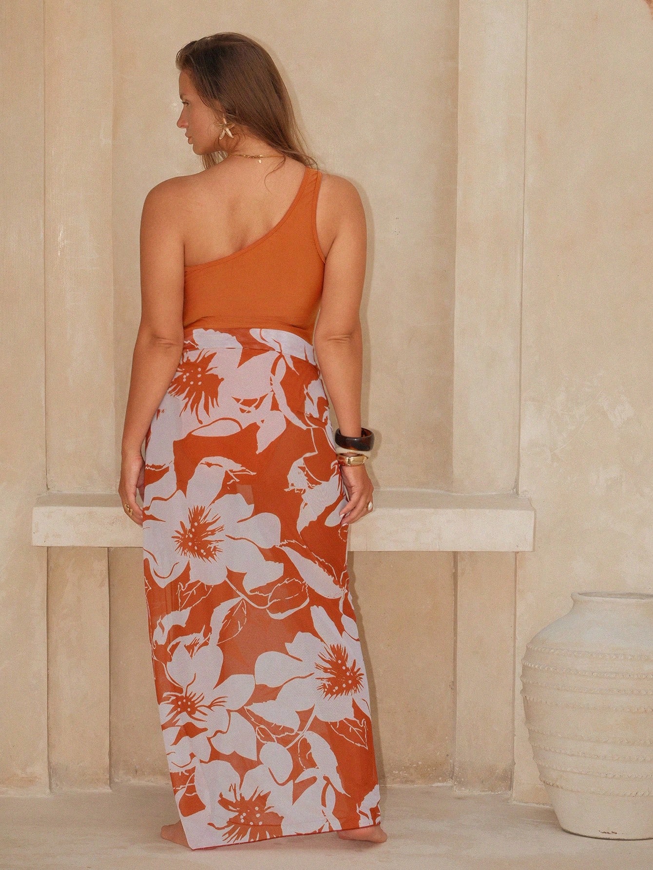 One-Piece Ruched One-Shoulder  - Sarong Men Wrap ulasan dan harga