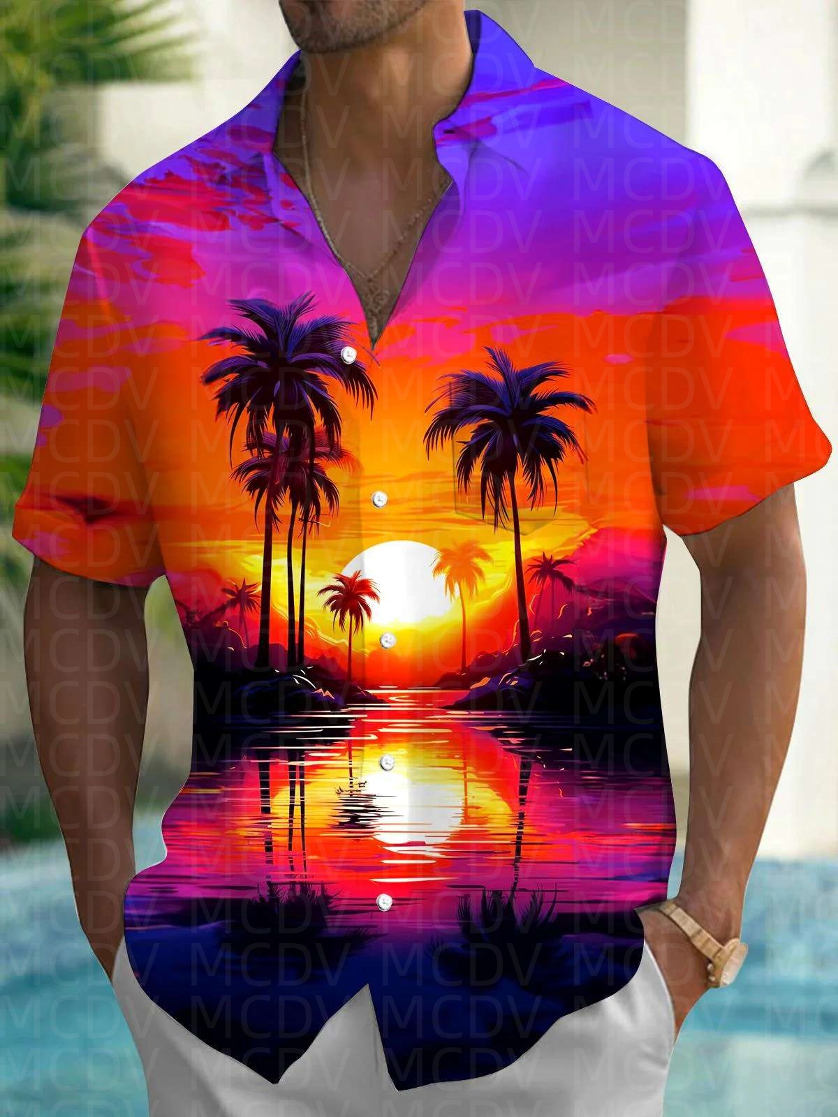 Perch Pattern Men's Hawaiian S - Shirt Camp Collar ulasan dan harga