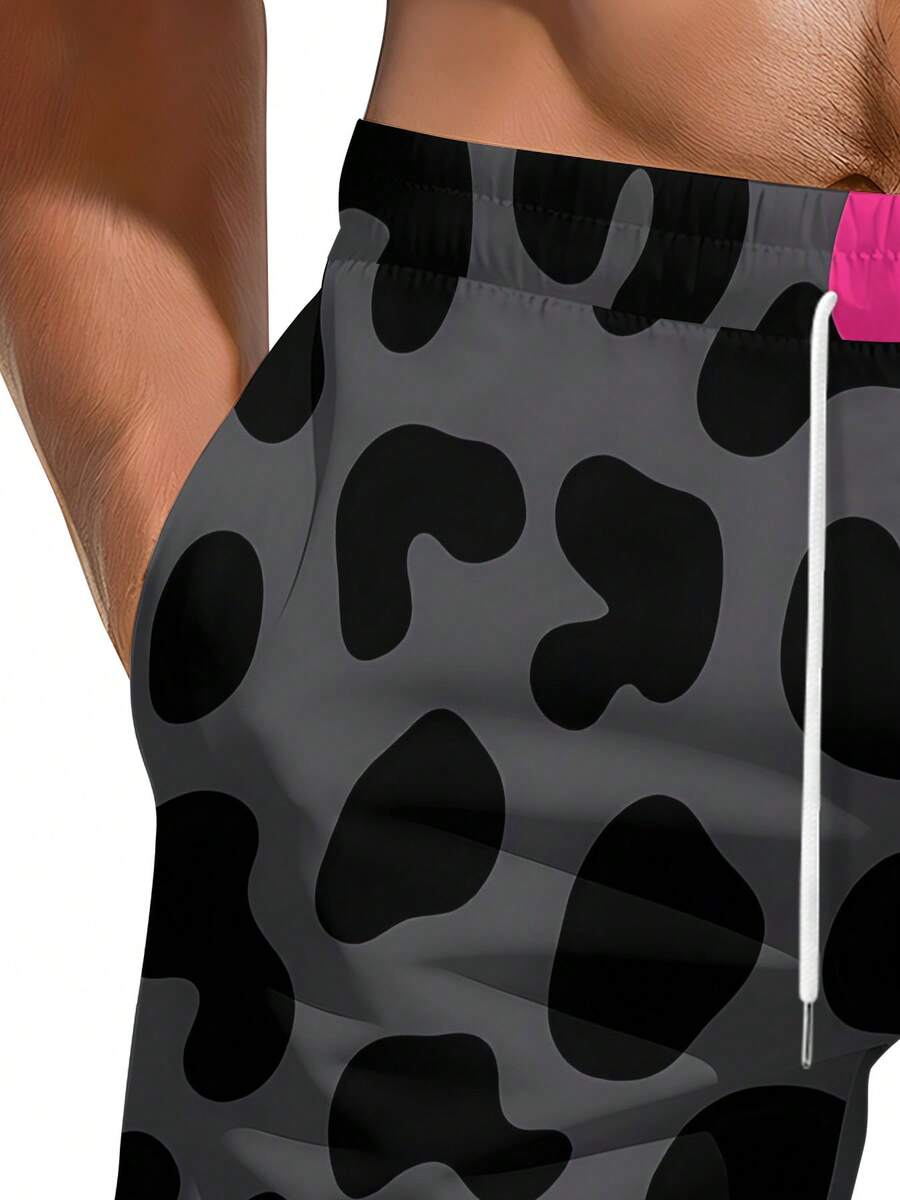 Bold Leopard Print Mens Beach  - Swim Trunk Quick Dry ulasan dan harga