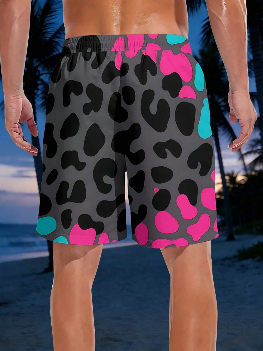 Bold Leopard Print Mens Beach  - Swim Trunk Quick Dry ulasan dan harga