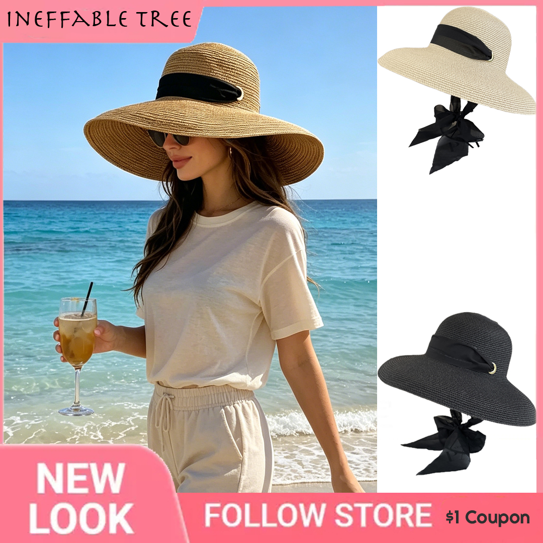 French Summer Elegant Long Rib - Bucket Hat Straw ulasan dan harga