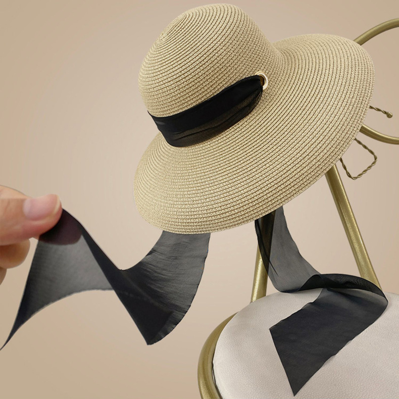 French Summer Elegant Long Rib - Bucket Hat Straw ulasan dan harga