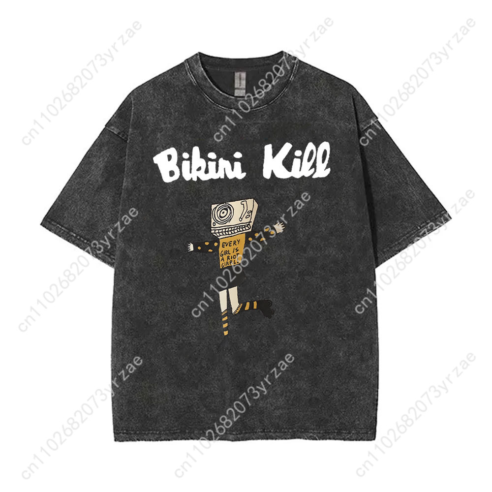 Bikini Kill Retro Wash Tshirt  - Linen Shirt Breathable ulasan dan harga