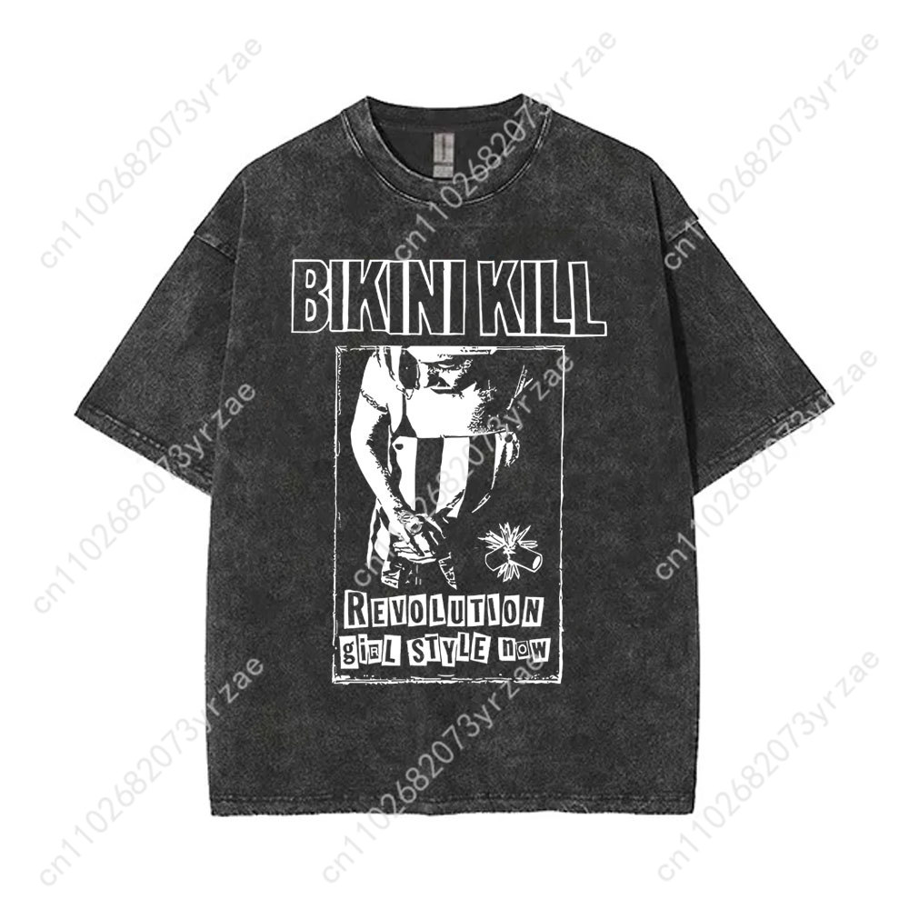 Bikini Kill Retro Wash Tshirt  - Linen Shirt Breathable ulasan dan harga