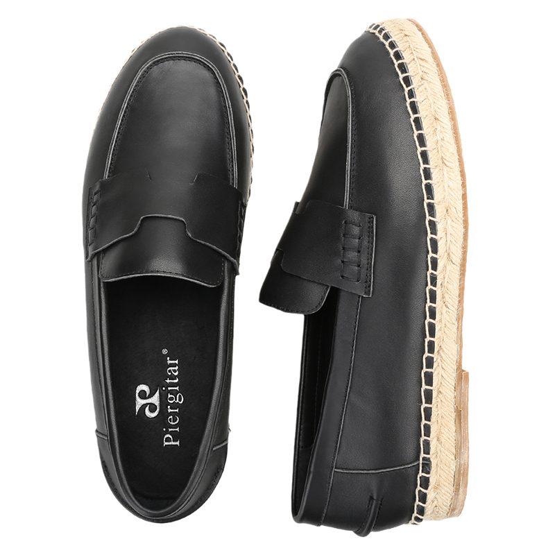 Piegitar Black Genuine Leather - Espadrille Slip On ulasan dan harga