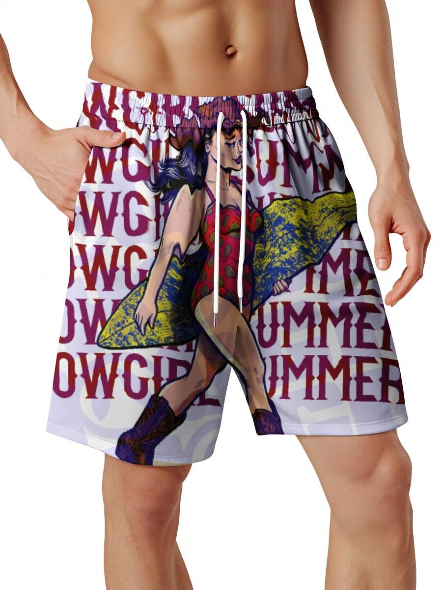 Mens Cowgirl Summer Surf Graph - Swim Trunk Quick Dry ulasan dan harga