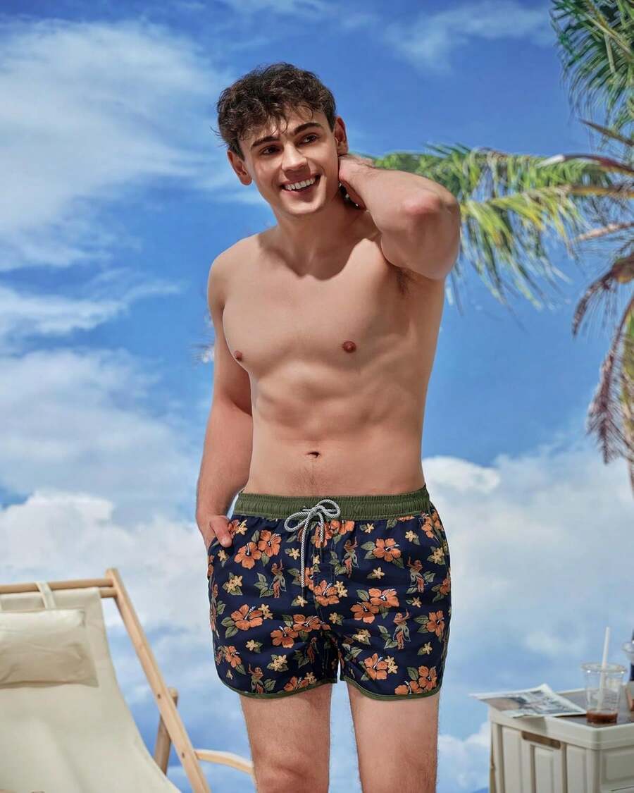 Mens Retro Floral Swim Trunks  - Swim Trunk Quick Dry ulasan dan harga