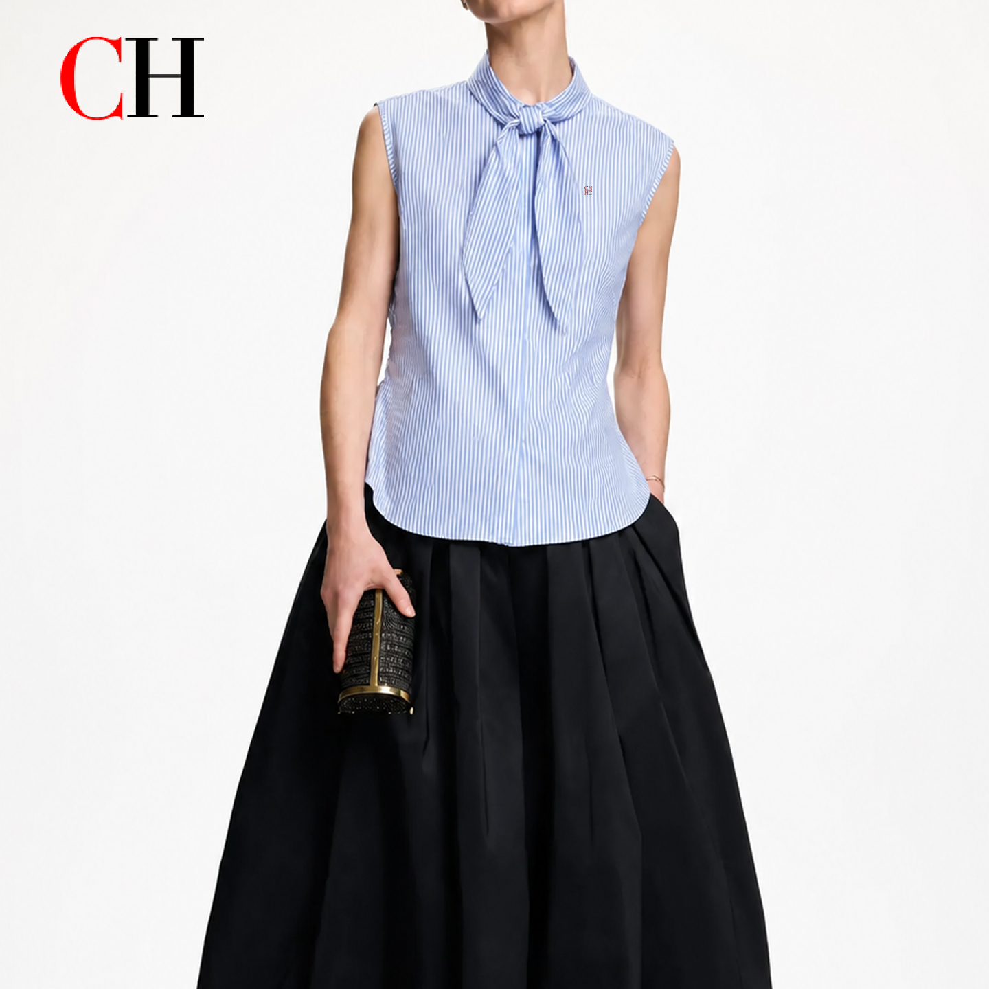 CH Embroidered Sleeveless Shir - Shirt Camp Collar ulasan dan harga