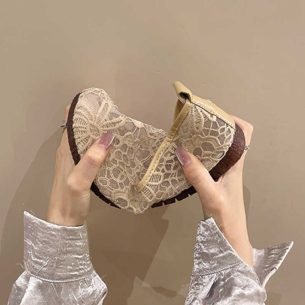 Chic Lace Mesh Hollow Out Espa - Espadrille Slip On ulasan dan harga