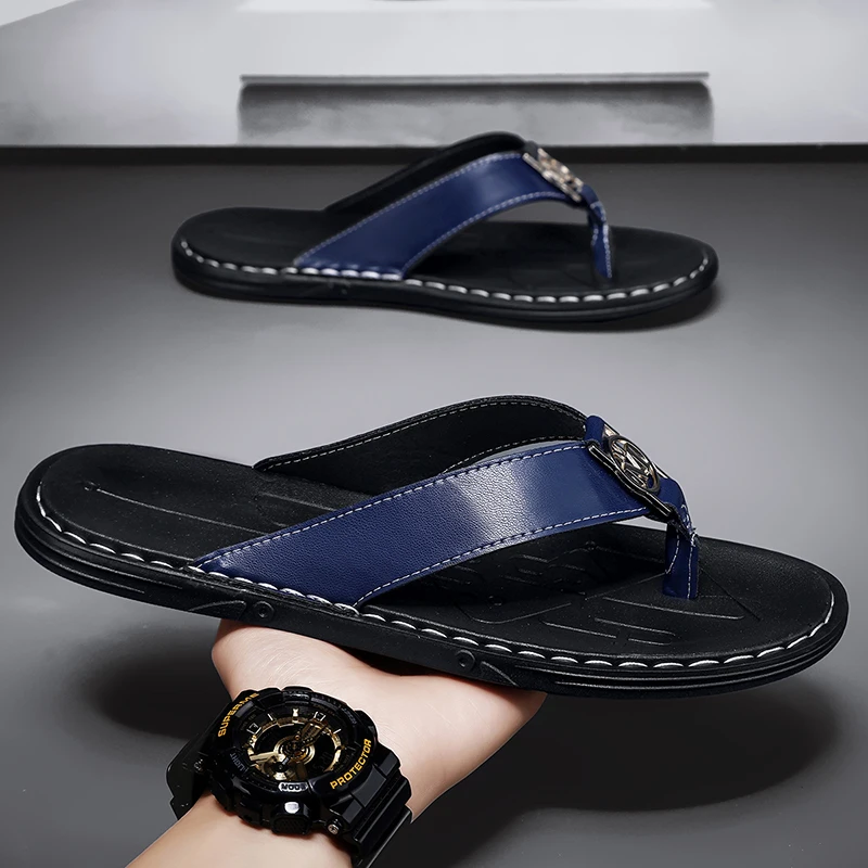 Men's Flip-flops Solid Color w - Flip Flop Leather Men ulasan dan harga