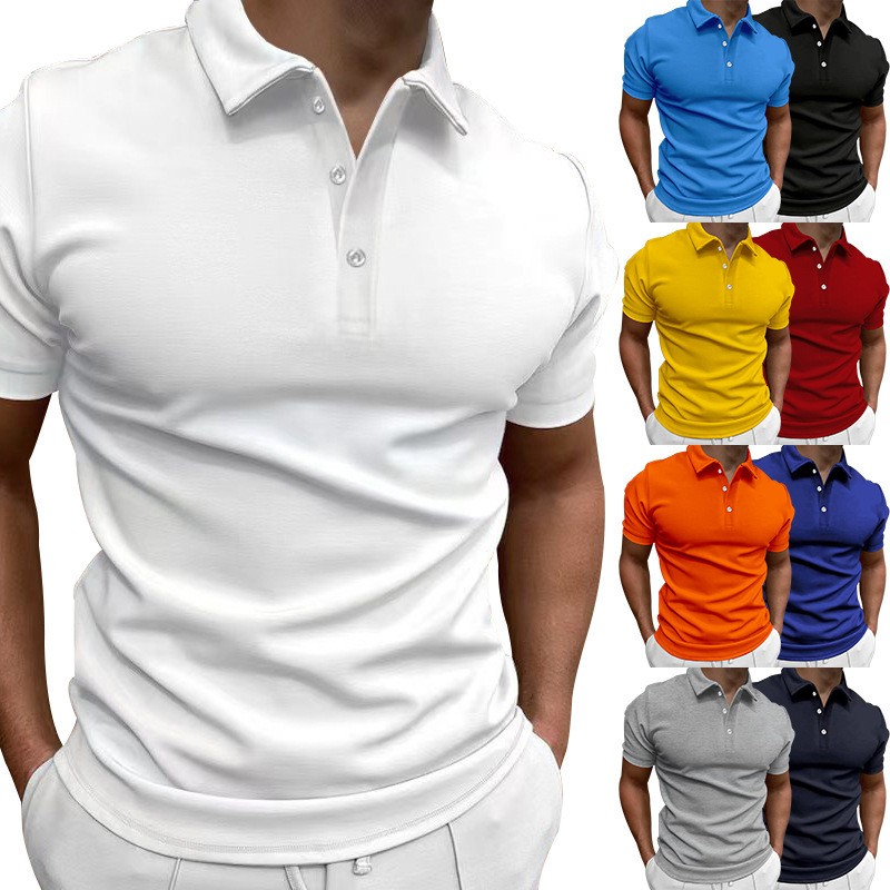 Casual Slim Fit Shirt Short Sl - Polo Shirt Pique ulasan dan harga
