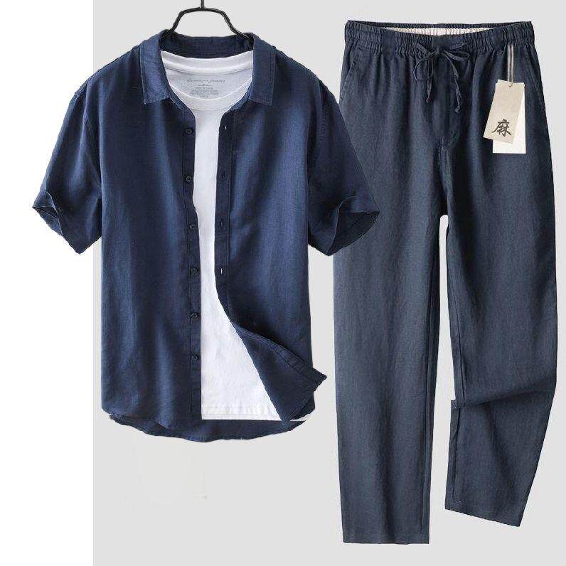 Loose Cotton Linen Men's T-Shi - Linen Shirt Breathable ulasan dan harga