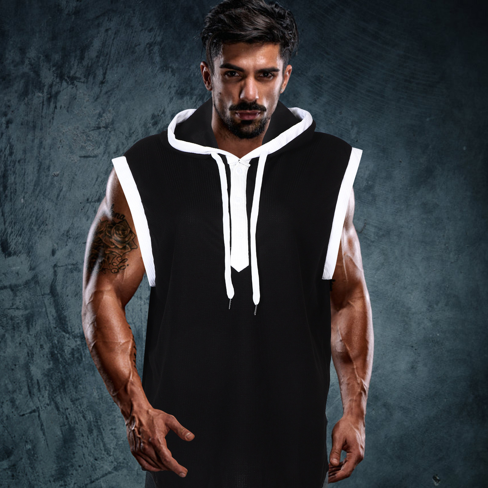 Men Sleeveless Hooded Shirt Mu - Tank Top Muscle ulasan dan harga