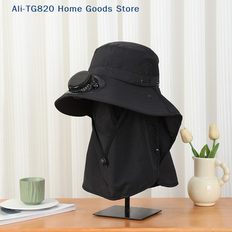 [TG820]Men Fan Hat With Solar  - Bucket Hat Straw ulasan dan harga