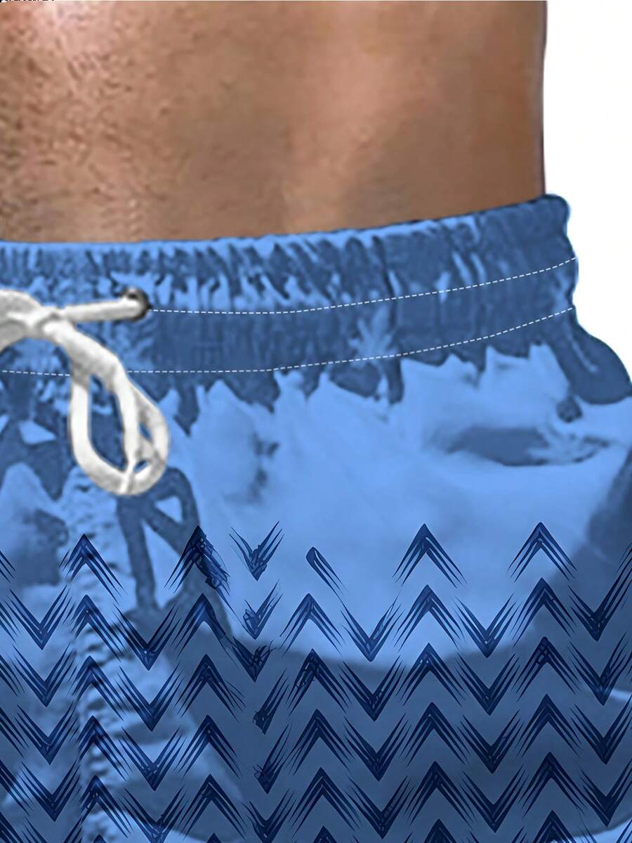 Mens Blue Beach Shorts With Zi - Swim Trunk Quick Dry ulasan dan harga