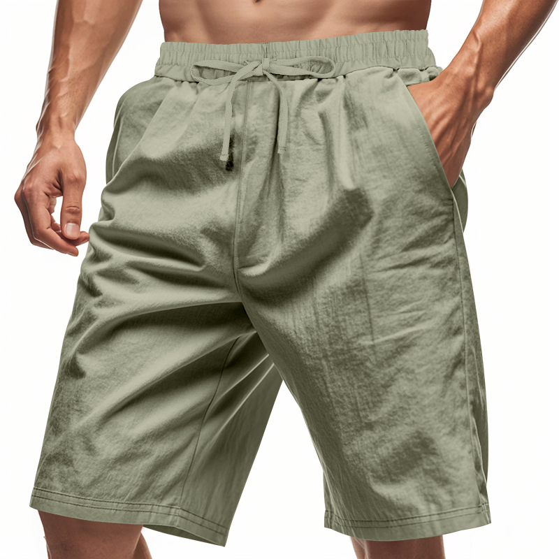 2026 New Men Cotton Linen Beac - Short Linen Drawstring ulasan dan harga